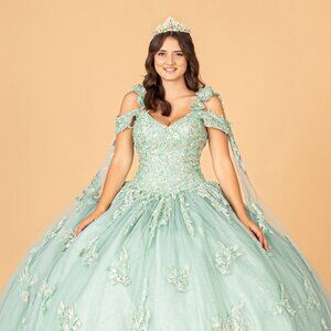 NEW LONG OFF THE SHOULDER SLEEVELESS EMBROIDERED DRESS WITH LACE UP BACK GL3099